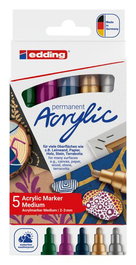 Marcador Acrylic Edding 5100 Conico (2-3 Mm) Colores Festivos Estuche De 5