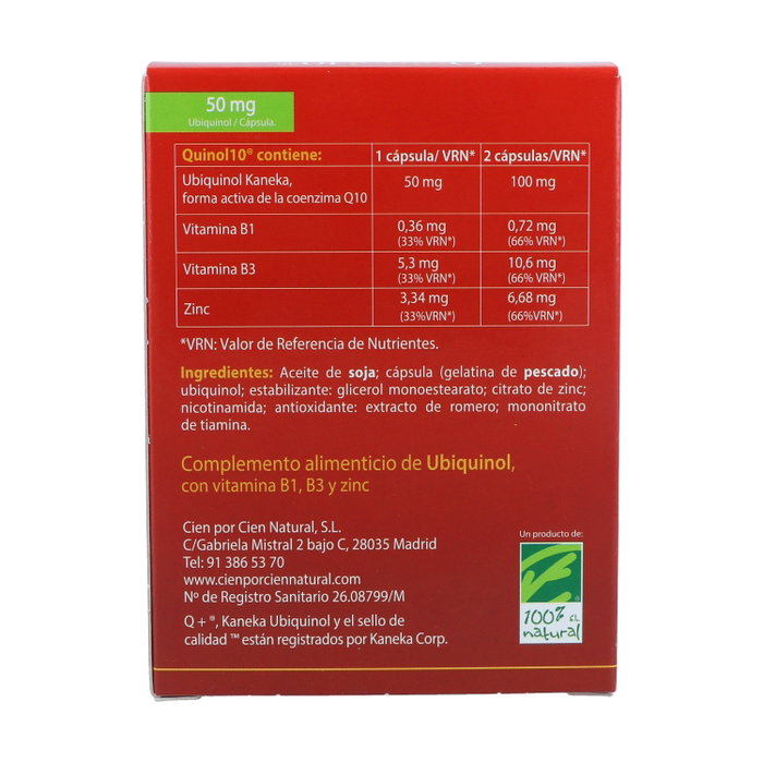 100% Natural Quinol 10 50mg 60 perlas 100% Natural Quinol 10 50mg 60 perlas