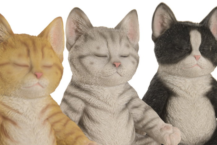 DKD Home Decor Figuras de Resina de Gatos, Surtido de 3 Piezas Multicolor