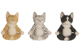 DKD Home Decor Figuras de Resina de Gatos, Surtido de 3 Piezas Multicolor