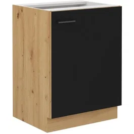 Cuisinier Mueble Bajo MODENA60D1F 60 cm 1 Puerta Batiente Roble Artesanal y Negro Mate