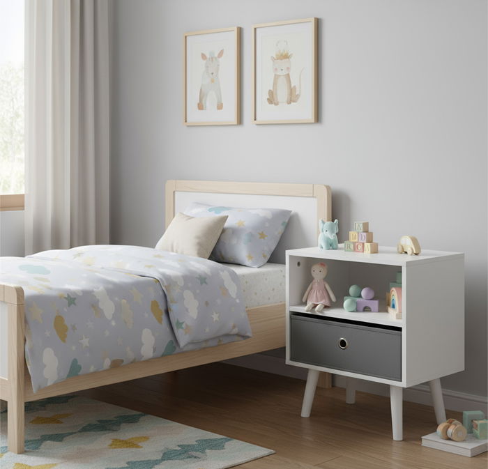 Inde Mesita Auxiliar con 1 Cajón, Mueble de Apoyo, 39 x 29 x 47 cm (2 Unidades)