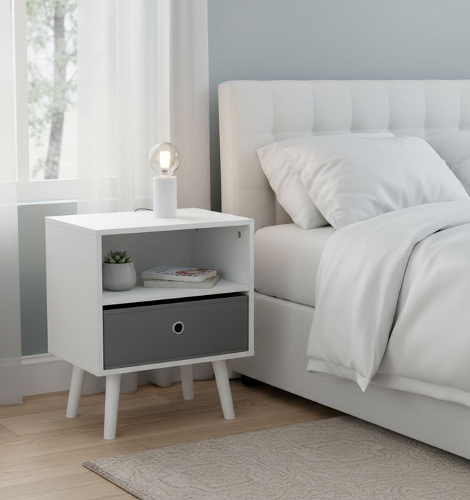 Inde Mesita Auxiliar con 1 Cajón, Mueble de Apoyo, 39 x 29 x 47 cm (2 Unidades)