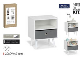 Inde Mesita Auxiliar con 1 Cajón, Mueble de Apoyo, 39 x 29 x 47 cm (2 Unidades)