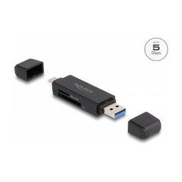 DeLOCK Lector de tarjetas SuperSpeed USB 5 Gbps USB Type-C/Tipo-A para SD y Micro SD