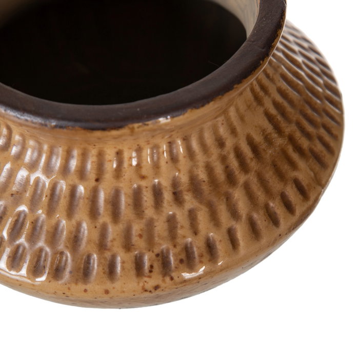 Jarrón Marrón Cerámica Decoración 15 X 15 X 9 cm (Set de 2)