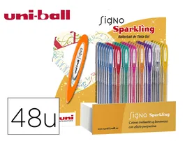 Uniball UM-120 Bolígrafo Tinta Gel 0,7 mm Expositor de 48 Colores con Purpurina