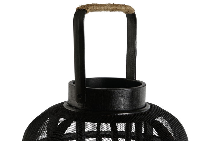 DKD Home Decor Portavelas Metal Ratan Negro DKD Home Decor Portavelas Metal Ratan Negro