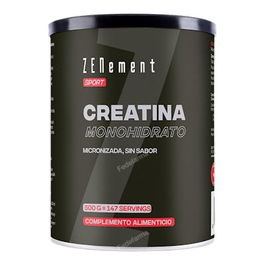 ZENEMENT Creatina Monohidrato en Polvo 500g, Alta Solubilidad y Biodisponibilidad, Suplemento Vegano sin Gluten