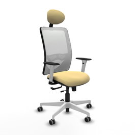 PIQUERAS Y CRESPO Silla de oficina Zulema con mecanismo Sincro/Traslack, Crema y Blanco