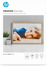 HP Papel fotografico con brillo Advanced 250g/m2, A3/297x420mm, 20 hojas