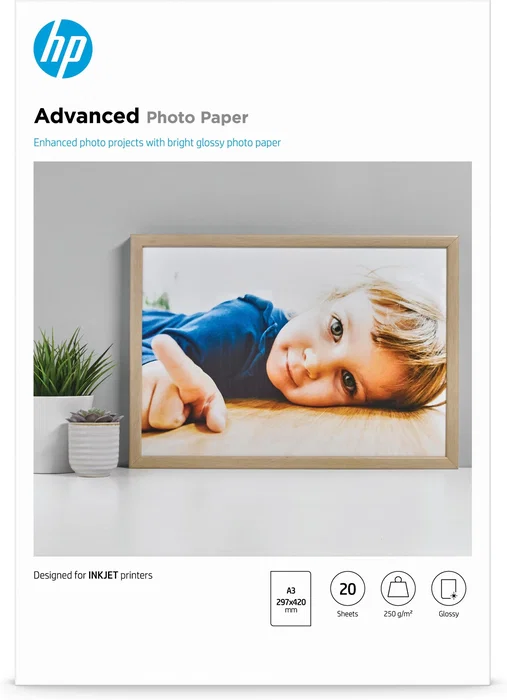 HP Advanced Glossy Photo Paper A3 250g/m2 20 hojas