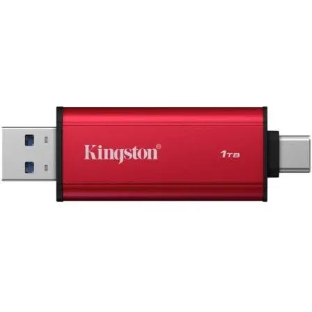 Kingston SPSD/1TB Disco Externo SSD Dual Portable 1TB USB Tipo-C y USB 3.2 Rojo