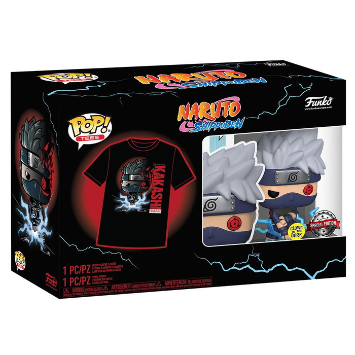 Funko Pop & Tee Pack: Camiseta Unisex Kakashi Naruto Talla M + Figura Exclusiva 10cm