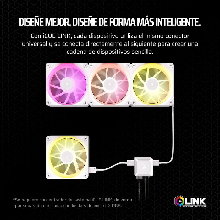 Corsair CO-9051031-WW Ventilador de 14 cm Blanco con Iluminación LED