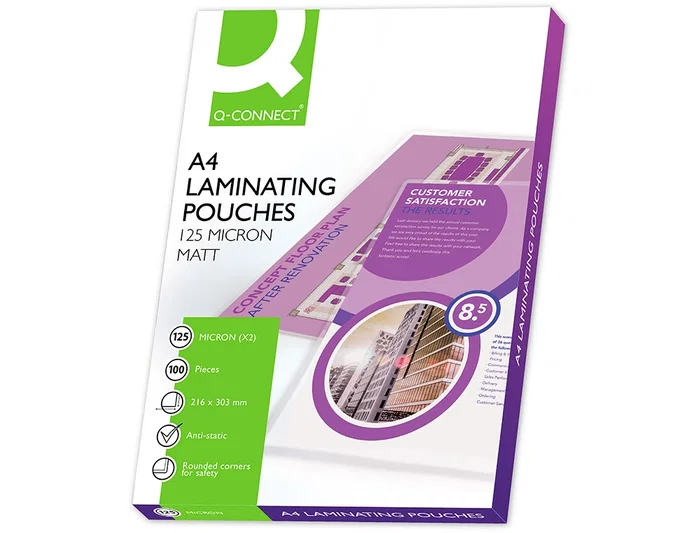 Q-connect Bolsa de plastificar 303 x 216 mm Din A4 125 mc Autoadhesivas Caja de 100 Unidades
