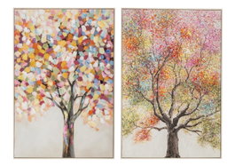 DKD Home Decor Cuadro Lienzo Árbol Surtido de 2 Unidades 82,5x3,5x122,5 cm