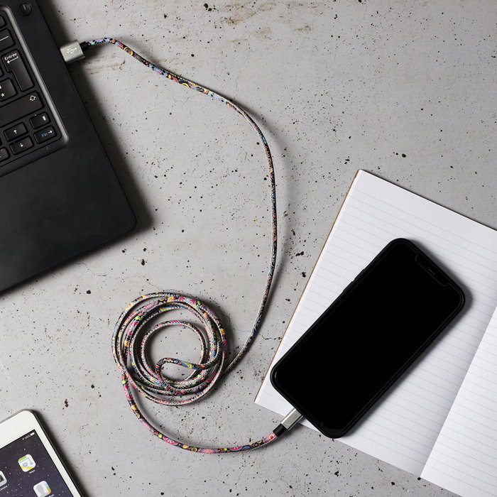 Be Mix Cable USB/iPhone 2.4A Carga Rápida 2 Metros Carga Sincronización Recubrimiento Estampado Compatible iPhone iPad iPod