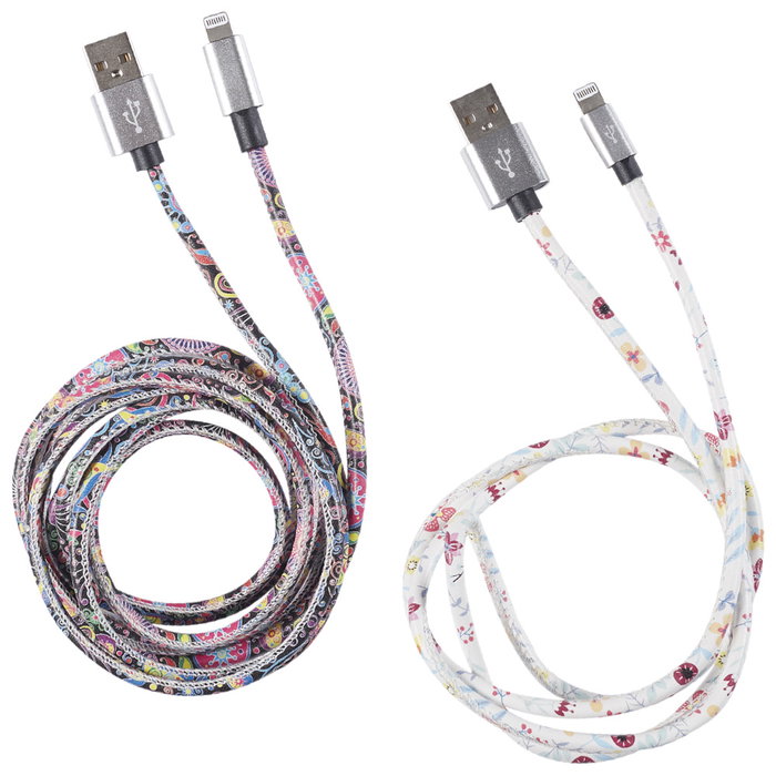 Be Mix Cable USB/iPhone 2.4A Carga Rápida 2 Metros Carga Sincronización Recubrimiento Estampado Compatible iPhone iPad iPod