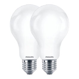 Philips Bombilla LED E27 Estándar 10.5W eq 100W, 1521 lm, Luz Día 4000K, No Regulable, Clase Energética D, Pack de 2 Unidades