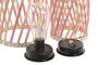 DKD Home Decor Lampara Solar Terraza Jardin Bambu Led Natural Rosa Blanco 36x20x20 cm Set 3