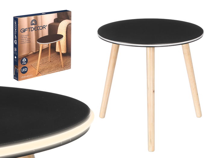 Giftdecor Mesa Auxiliar Redonda 40 cm LED Negra Montada 40 x 40 x 40 cm (Set de 6) Giftdecor Mesa Auxiliar Redonda 40 cm LED Negra Montada 40 x 40 x 40 cm (Set de 6)