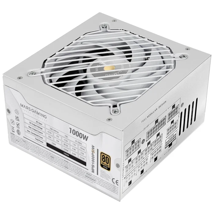 Mars Gaming MPB1000PSI 1000W 80+ Gold Blanco Mars Gaming MPB1000PSI 1000W 80+ Gold Blanco