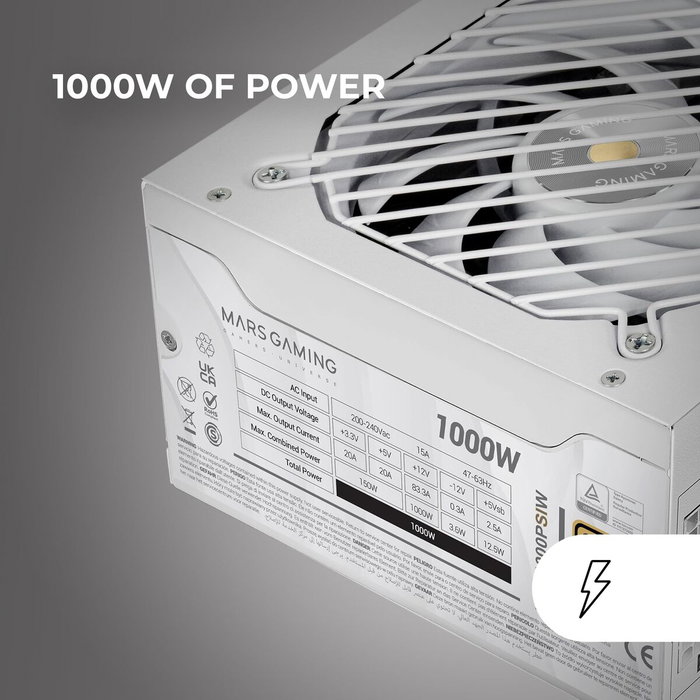 Mars Gaming MPB1000PSI 1000W 80+ Gold Blanco Mars Gaming MPB1000PSI 1000W 80+ Gold Blanco