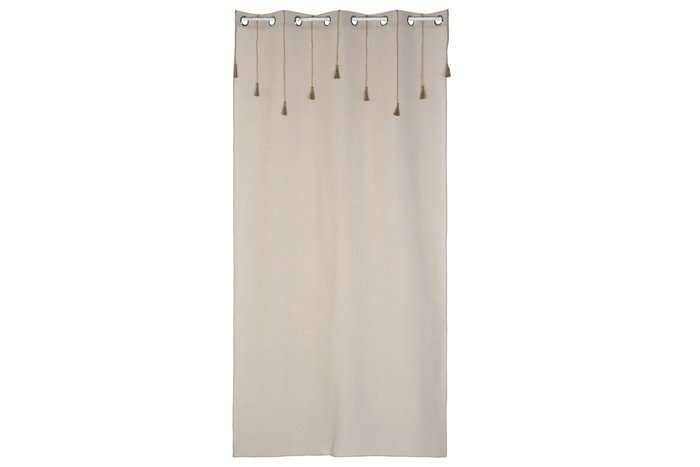 DKD Home Decor Nature23 Cortina Natural 260 x 140 cm (2 Unidades) Poliéster Algodón