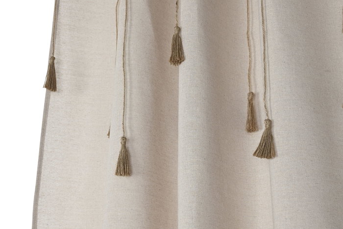 DKD Home Decor Nature23 Cortina Natural 260 x 140 cm (2 Unidades) Poliéster Algodón