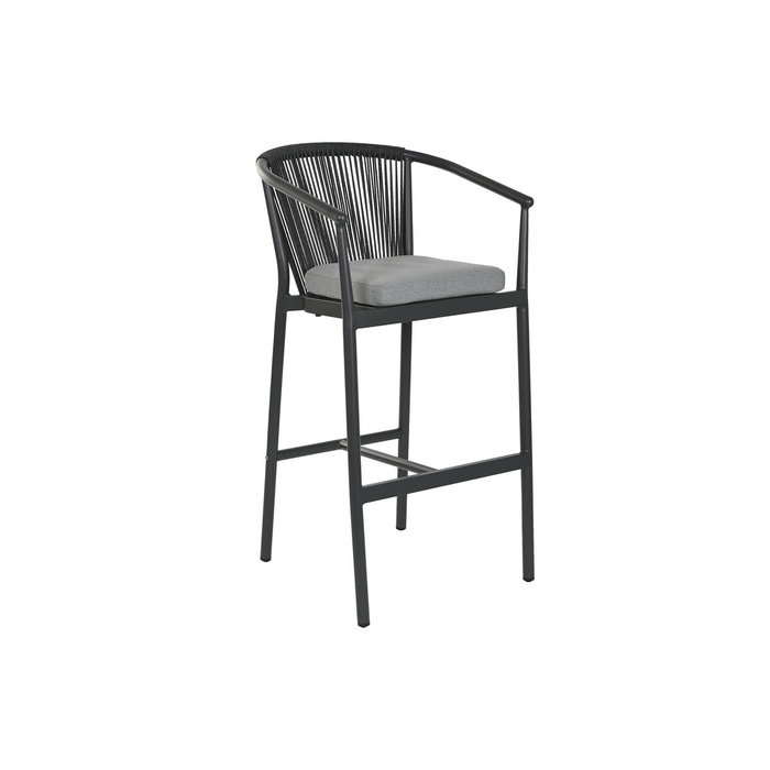 DKD Home Decor Taburete de Aluminio y Ratán Sintético Gris Oscuro DKD Home Decor Taburete de Aluminio y Ratán Sintético Gris Oscuro