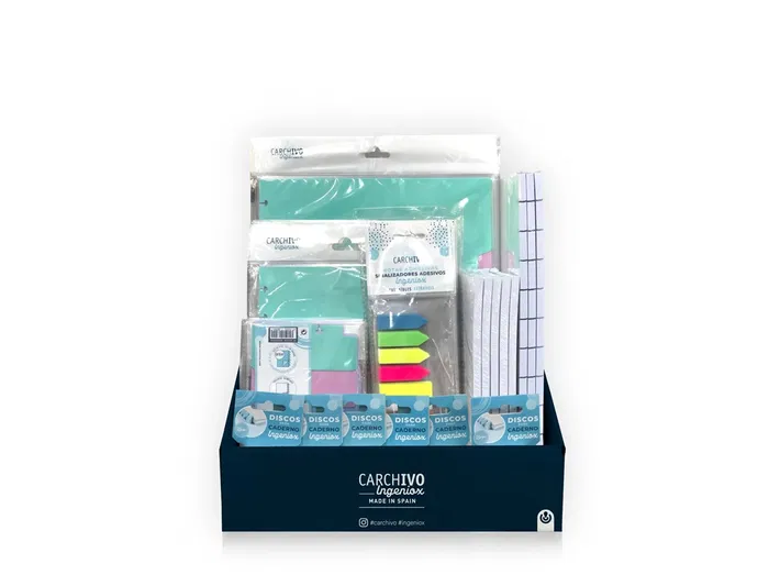 Carchivo Expositor Multiproducto con Complementos Surtidos Ingeniox A4, A5, Notas Adhesivas, Fundas, Discos y Sobres Carchivo Expositor Multiproducto con Complementos Surtidos Ingeniox A4, A5, Notas Adhesivas, Fundas, Discos y Sobres