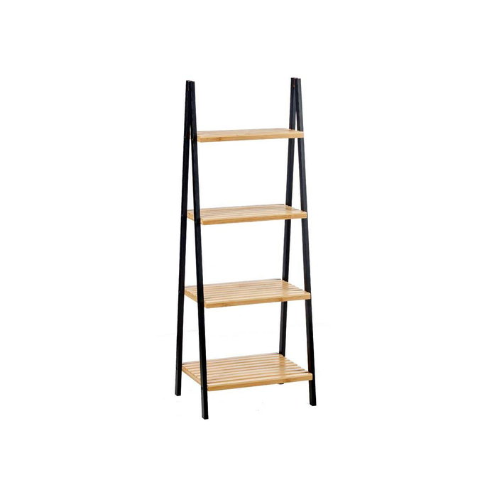 Berilo Estantería Escalera 4 Estantes Bambú Negro