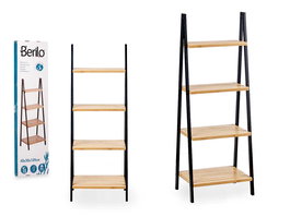 Berilo Estantería Escalera 4 Estantes Bambú Negro 112x30 cm