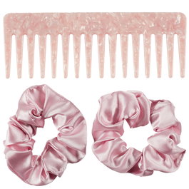 Cosmetic Club Juego de Peine y 2 Gomas de Pelo Satén Colores Surtidos