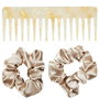 Cosmetic Club Juego de Peine y 2 Gomas de Pelo Satén Colores Surtidos