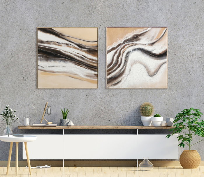 DKD Home Decor Cuadro Yute PS Abstracto Surtido de 2 Unidades
