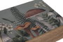 DKD Home Decor Set de 2 Cajas de Mango con Detalles de Setas Lacado Azul