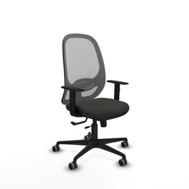 PIQUERAS Y CRESPO Silla de oficina Cilanco con mecanismo Sincro/Traslack, Tela Negra y Malla Gris