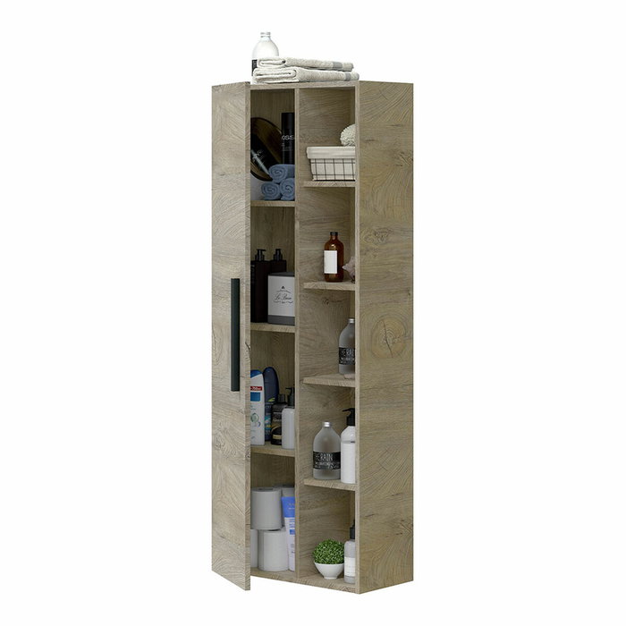 Forés/Arkit Columna de baño Athena color roble alaska con 1 puerta y estantes Forés/Arkit Columna de baño Athena color roble alaska con 1 puerta y estantes
