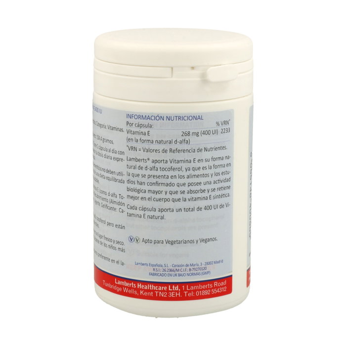 Lamberts Vitamina E Natural 400 UI 180 cápsulas