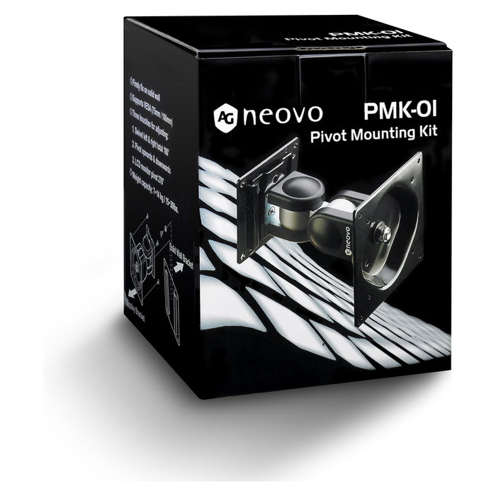 AG Neovo PMK-01 Kit de Montaje Pivot para Pantallas de 15 a 32 Pulgadas, Capacidad 14 kg, Inclinación de -90 a 90 Grados, Color Negro