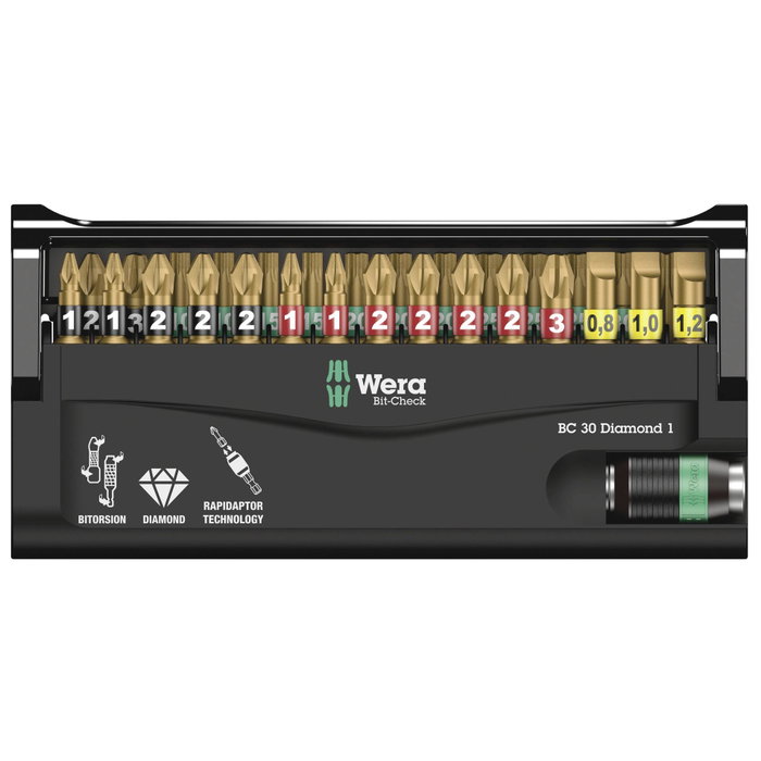 Wera Bit-Check 30 Diamond 1 - Juego de 30 puntas Phillips, Pozidriv y Torx