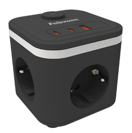 FELLOWES Cubo multienchufe con USB Ampra color negro