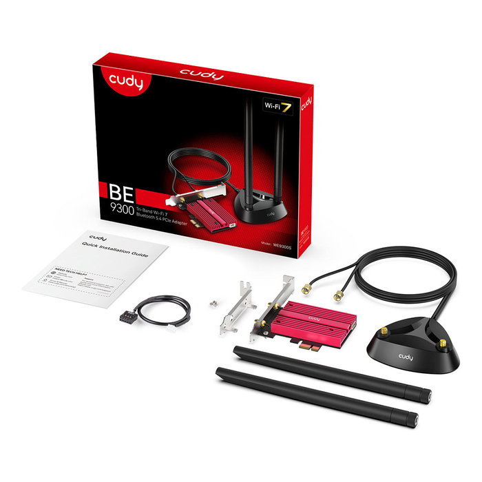 Cudy WE9300S BE9300 Wi-Fi 7 PCI Express Adapter Interno Tri-Banda Bluetooth 5.4 WLAN Cudy WE9300S BE9300 Wi-Fi 7 PCI Express Adapter Interno Tri-Banda Bluetooth 5.4 WLAN