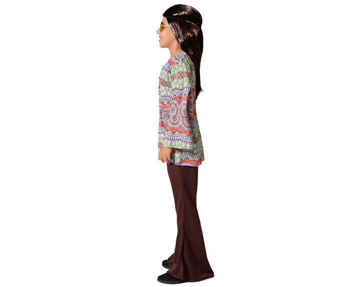 Disfraz Hippie Niño Marrón Infantil con Estampado Psicodélico