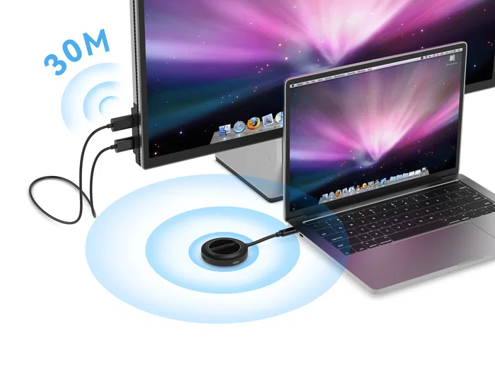 Conceptronic ATHERIC01B Adaptador de Pantalla Inalámbrico HDMI/USB-C a HDMI 5GHz 30m Full HD 1080p 60Hz Plug and Play Negro