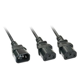 Lindy Cable Divisor IEC C14 a 2 x IEC C13 de 2m para PC, Monitores y Equipos de Audio