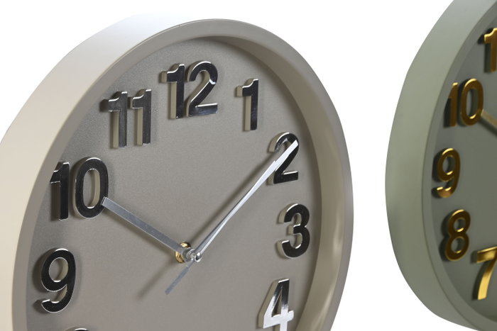 DKD Home Decor Pack de 2 Relojes de Pared Silenciosos de PVC, 30x30 cm
