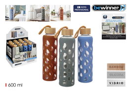 Bewinner Botella Agua Vidrio/Silicona 600ml 7x7x25cm (24 Unidades)